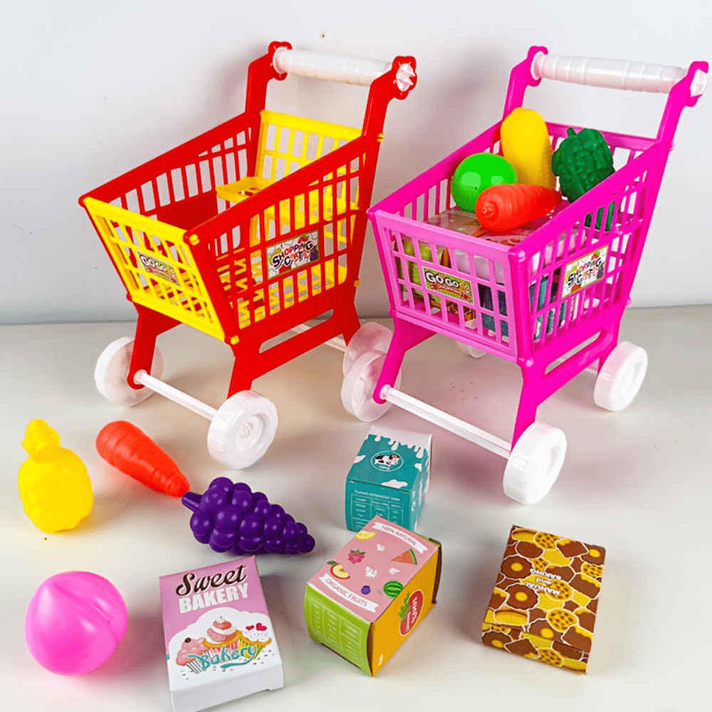 Toy Cash Register - Simulierte Einkaufswagen-Spielzeuge für Kinder, Simulierte Supermarkt-Handwagen,