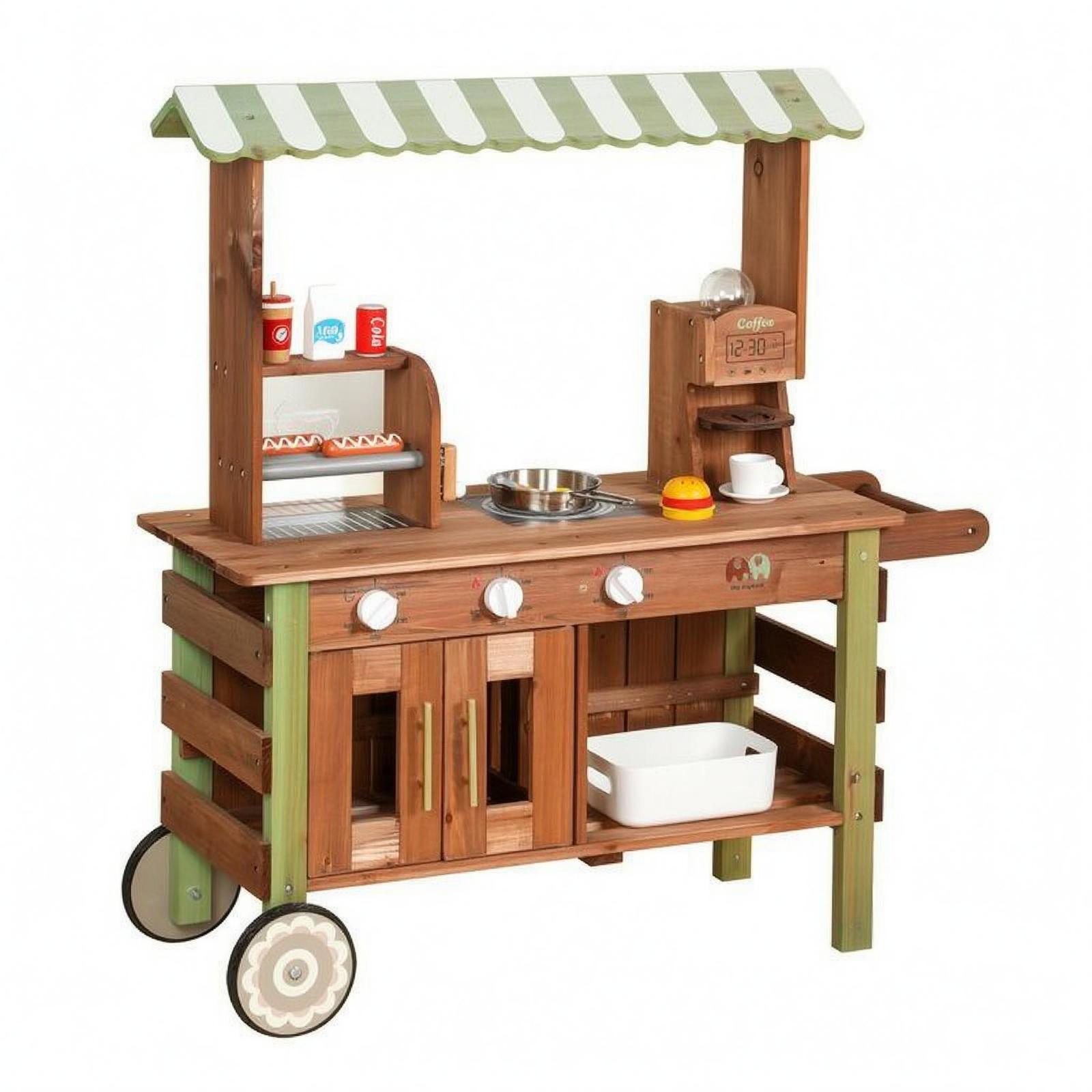 Kids Toys Kitchen Set - Kinder-Spielzeugset Spielküche Marktstand Holz-Lebensmittelgeschäft Rollenspiel-Shop für