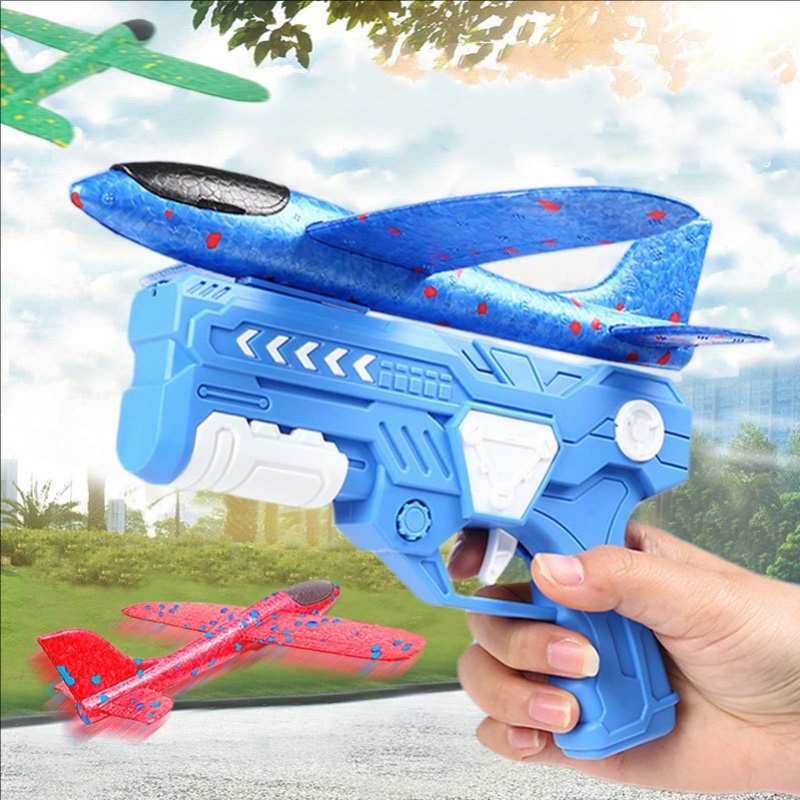 Catapult Launcher Toy - Leuchtende LED-Schaumstoff-Flugzeug-Wurfpistole, 10 m Reichweite, Katapult-Segelflugzeug-Spielzeug,